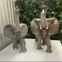 Statue d'éléphant bébé en résine de fibre de verre imperméable pour l'extérieur / Sculpture de zèbre et girafe à vendre