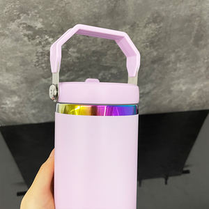 Magazzino USA tazza da viaggio per <span class=keywords><strong>caffè</strong></span> 30 once tazza termica da 30 once cannuccia opaca in acciaio inossidabile placcato arcobaleno con manico - Product Image 3