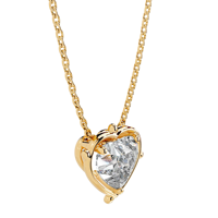 Collier Pendentif Flottant en Argent S925 Plaqué Or 18 carats avec Moissanite Cœur 2 carats Certifiée GRA D VVS1 pour Anniversaire - Bijoux Romantiques