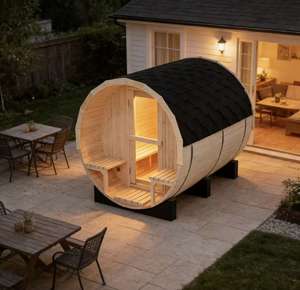 Sauna de Vapor de Barril de Larga Duración para Exteriores, para el Cuidado de la Piel, Tecnología Ecológica, Sauna de Madera Maciza para Activar el Metabolismo - Product Image 1