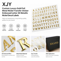 Autocollants en nickel métallisé doré de luxe personnalisés XJY, lettres en relief, étiquettes en nickel métallisé 3D