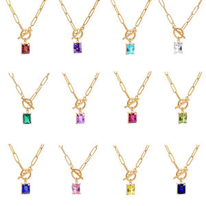 Hot Bán Birthstone Đá Quý Thép Không Gỉ Tennis Chuỗi Vòng Cổ Cho Phụ Nữ Birthstone Kim Cương Pendent Vòng Cổ Bán Buôn - Product Image 6