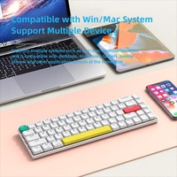 Clavier mécanique portable mini 65 % à profil bas, silencieux, sans fil, programmable, inclinaison réglable, touches PBT, rétroéclairage LED, Bluetooth