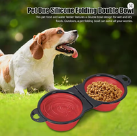 Bol double pliable en silicone 2 en 1 pour chien, bol de voyage portable pour animaux de compagnie, pliable, pour l'alimentation et l'eau, pour les activités de plein air