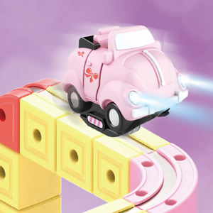 180 Pièces Jouets de Piste Magnétique Maglev, <span class=keywords><strong>Voiture</strong></span> Électronique pour Enfants, Construction DIY de Circuit Magnétique avec <span class=keywords><strong>Voiture</strong></span> Rose et Lumière - Product Image 3