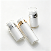 Flacon pompe airless en acrylique blanc nacré personnalisable 30ml 50ml 100ml, emballage cosmétique sous vide, pot à crème givré