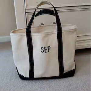 Logo personnalisé surdimensionné coton toile sac fourre-tout femmes mode Style lettre motif pour week-end fête plage Shopping idée cadeau - Product Image 2