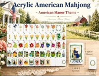 Ensemble de Mahjong en Acrylique de Luxe Style Manoir Américain, Tuiles de Mahjong Vintage à Motifs Floraux avec Jokers, Cadeau de Fêtes Premium pour Fêtes de Famille