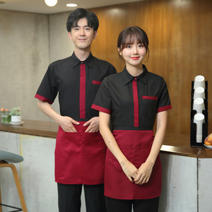 Uniforme <span class=keywords><strong>de</strong></span> travail personnalisé d'usine, chemise à manches courtes à revers, style couple, uniforme d'employé, costume uni, vêtements <span class=keywords><strong>de</strong></span> travail pour bar aquatique, café - Product Image 4
