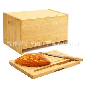 Fujian Bamboo Wood Bamboo Bread Box Multi-purpose <b>Storage</b> <b>Kitchen</b> Countertop Display With Lid For Bread And Dessert - Product Image 1