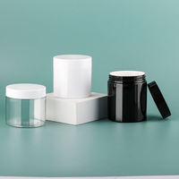 Bocaux ronds en plastique PET à large ouverture multi-usages 100/400 ml pour crème cosmétique, pommade, épices, avec couvercles assortis transparents, taille personnalisée