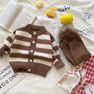 <strong>Winter</strong> Newborn <strong>Baby</strong> Knit Clothing Suit Toddler Boy Long Sleeves Striped Cardigan and Pant 2 Piece <strong>Clothes</strong> Sets Kids Sweater - Product Image 4