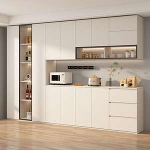 Modern Minimalist <b>Sideboard</b> with Glass Display Shelf and Storage Cabinets for <b>Kitchen</b> or Dining Area - Product Image 2