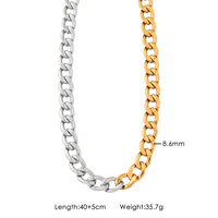 Kalung Choker Rantai Cuban Tebal Minimalis Dua Warna Lapis Emas 18K PVD Stainless Steel untuk Wanita, Perhiasan Tahan Air
