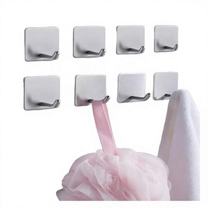 Heavy-Duty Stainless Steel Adhesive <b>Towel</b> <b>Hook</b> Silver Bathroom and Kitchen Storage Hanger with Sticky <b>Hooks</b> Wall Coat Rack - Product Image 6