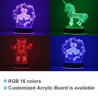 Décoration de la maison acrylique personnalisé cadeau d'amour Led 3d illusion veilleuse led base de lampe 16 couleurs rechargeable table veilleuse