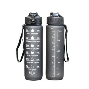 ขวดน้ำพลาสติกขนาด 32 ออนซ์ สำหรับออกกำลังกาย ปลอดสาร BPA ฝาเปิดแบบพลิก พร้อมที่กรองและหลอดดูด มีตัวบอกเวลา - Product Image 6