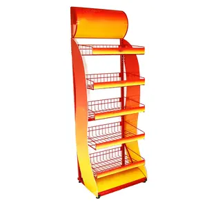 Snack Display Customized 5 Lays Metal Wire Basket Candy Potato Chip Snacks Display Rack Metal Wire Potato Chips Display Rack