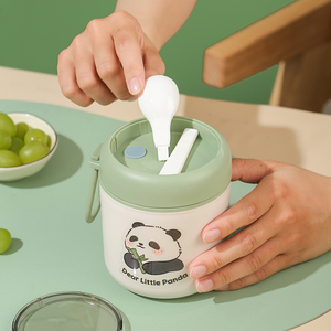 Boîte à lunch portable et mignonne pour enfants avec pot alimentaire <span class=keywords><strong>en</strong></span> acier inoxydable 304, récipient à soupe sous vide, <span class=keywords><strong>sac</strong></span> isotherme et cuillère <span class=keywords><strong>en</strong></span> plastique - Product Image 5