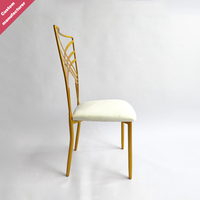 Chaise de mariage en acier, vente en gros, chaise Chiavari empilable en fer pour événements avec coussins