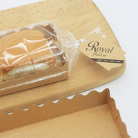 Sac en plastique transparent BOPP imprimé sur mesure pour la cuisson, sac d'emballage pour en-cas, pâtisserie, pain, cellophane, ensemble avec plateau en papier, étiquettes et attaches