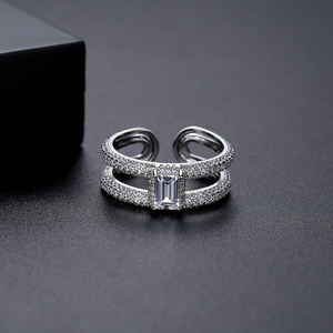 LUOTEEMI 90S Cristal À La Mode Doigt Zircon De Luxe Punk Bijoux Iced Out Géométrique Carré Pierre Femme Anneau - Product Image 6