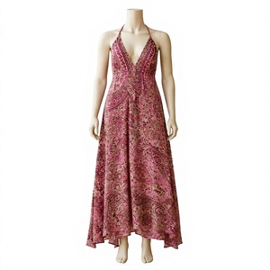 Women's Floral V-neck Floor-Length Chiffon Woven <b>Boho</b> Beach Flowy <b>Summer</b> Resort Vacation Holiday Celebration Natural Waist <b>Dress</b> - Product Image 1