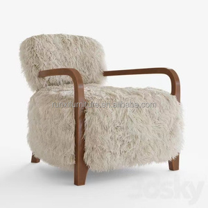 <strong>Yeti</strong> Sheepskin Lounge Armchair Living Room <strong>Chair</strong> Fabric Leather Upholstered Living Room Home Furniture - Product Image 4