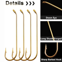100 Stück Gold Fly Binde haken Aberdeen Hooks Long Shank Dry Wet Nymph Streamer Jig Flies Haken