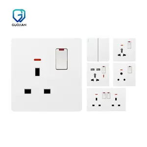 Factory Wholesale UK Standard New Design Fashion 1 Gang 1 Way 2 Way Wall Switch Socket White