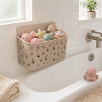 Organisateur de jouets de bain en silicone personnalisé pour baignoire avec ventouse, support de rangement pour jouets de bain, organisateur de jouets de baignoire