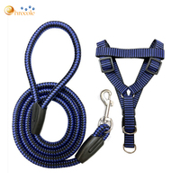 Ensemble de laisse et de harnais pour chien de luxe de haute qualité en sangle de nylon réfléchissante longue et antidérapante avec logo personnalisé