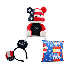 <span class=keywords><strong>3</strong></span> sets Bandera Nacional patrón diadema almohada cojín de peluche oso de peluche juguetes de peluche - Product Image 2