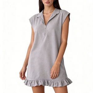 เดรสสั้นทรงโอเวอร์ไซส์แบบซิปครึ่งตัวสำหรับผู้หญิง - ชุดลำลองชายระบาย เสื้อคลุมลำลอง เสื้อผ้าผู้หญิง ชุดเดรสผู้หญิง แฟชั่น - Product Image 4