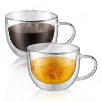 Tasses à café et à thé en verre à double paroi, mugs isolés transparents, verrerie en borosilicate résistante à la chaleur pour boissons chaudes ou froides