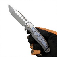 M390 Staal Tactisch Vouwzakmes Titanium Legering Stonewashed Lemmet Lederen Schede Buitenactiviteiten Kamperen EDC 20,5cm Totale Lengte