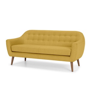 <span class=keywords><strong>Divano</strong></span> a 3 Posti in Tessuto <span class=keywords><strong>Giallo</strong></span> Senape Stile Mid-Century Modern per Lobby - Product Image 1
