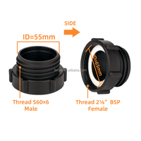 Adaptateur PP S60x6 mâle vers filetage femelle BSP 2 1/8 pouces pour raccord de réduction de pipeline de valve de fond de citerne IBC