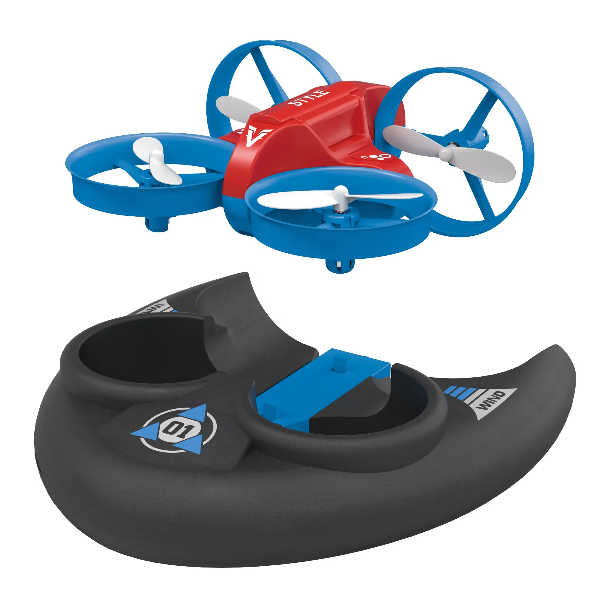 Amiqi JJRC H101 2.4G Small 3 In 1 4-Axis Drone Radio Control Hovercraft Toy Boat Aircraft Ufo Mini Waterproof Dron Car Kid