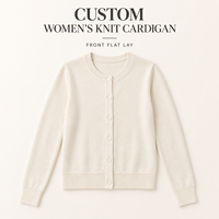 Cardigan en tricot personnalisé pour femme, col rond, boutonné, manches longues, en mélange de laine unie, pour tenue décontractée quotidienne