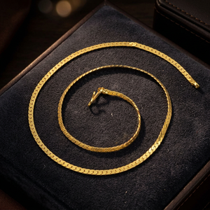Collier en or micronisé 14K, 18K, 24K, maille chevrons ou chaîne serpent, chaînes de mode, design de chaîne moderne, chaîne style maillon serpent, vente en gros - Product Image 3