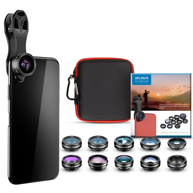 Apexel Best Seller 10 in 1 Wide Angle Fisheye Filters Selfie External Mobile Camera Lens for iphone Camera Lens