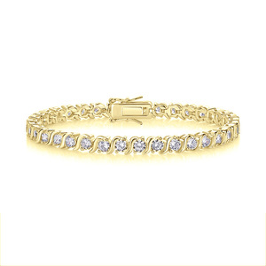 Wholesale Fine Jewelry 14k <b>Gold</b> Filled Round Cut VVS GRA Moissanite wave <b>string</b> Tennis bracelet Bulk for Women - Product Image 1