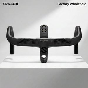 Guidon de vélo de route intégré en fibre de carbone aérodynamique TOSEEK, longueurs 90/100/110/120, léger, câblage interne, OEM, vente en gros usine - Product Image 1
