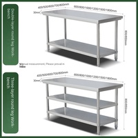 Table de travail en acier inoxydable double couche durable de qualité alimentaire, taille personnalisable, pour cuisine de restaurant