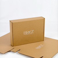 Boîte d'expédition personnalisée en papier kraft recyclable avec pelliculage mat et logo blanc imprimé UV – Emballage ondulé de qualité supérieure