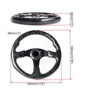 Individuelles schwarzes geschmiedetes Kohlefaser-Lenkrad Rennsport-Lenkrad 350 mm 14 Zoll flaches unteres Lenkrad - Product Image 6