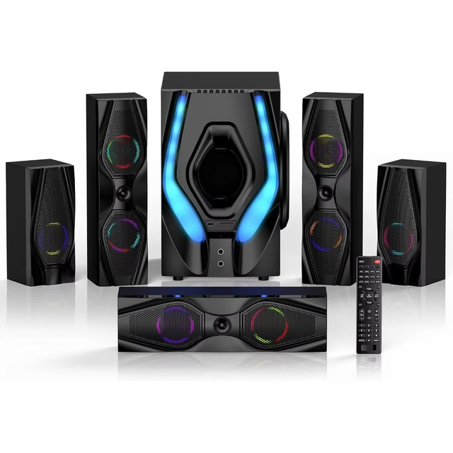Home Theater System with 1200 Watts Peak Power 10\" Subwoofer 5.1/2.1 Wired Audio Stereo Speakers Surround Sound
