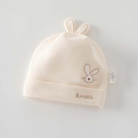 Lot de 4 bonnets pour nouveau-né en coton doux, double couche, avec oreilles de lapin mignonnes, antibactériens, unisexes, pour 0-3 mois