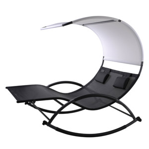 Chaise longue à bascule deux places pour l'extérieur, lit-balançoire pour deux <span class=keywords><strong>personnes</strong></span> avec auvent - Product Image 1